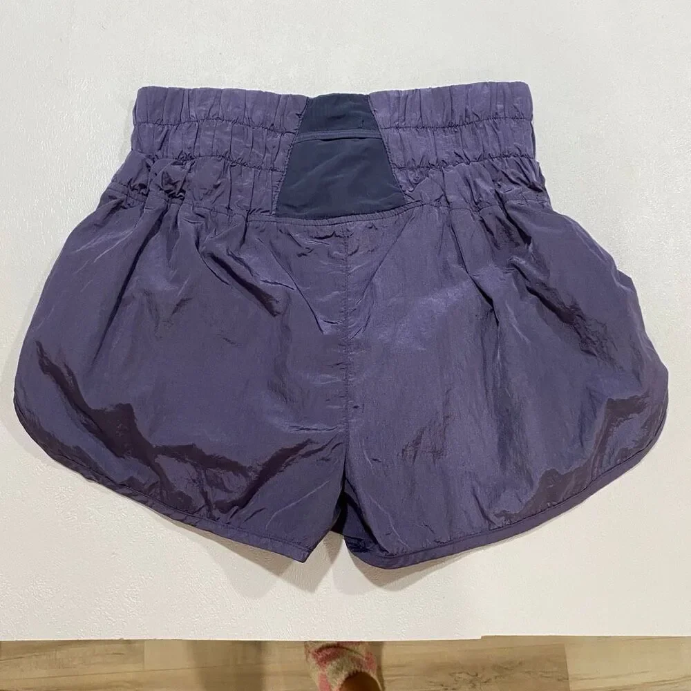 Free People FP Movement Purple Smocked Running Shorts M High Rise Athletic